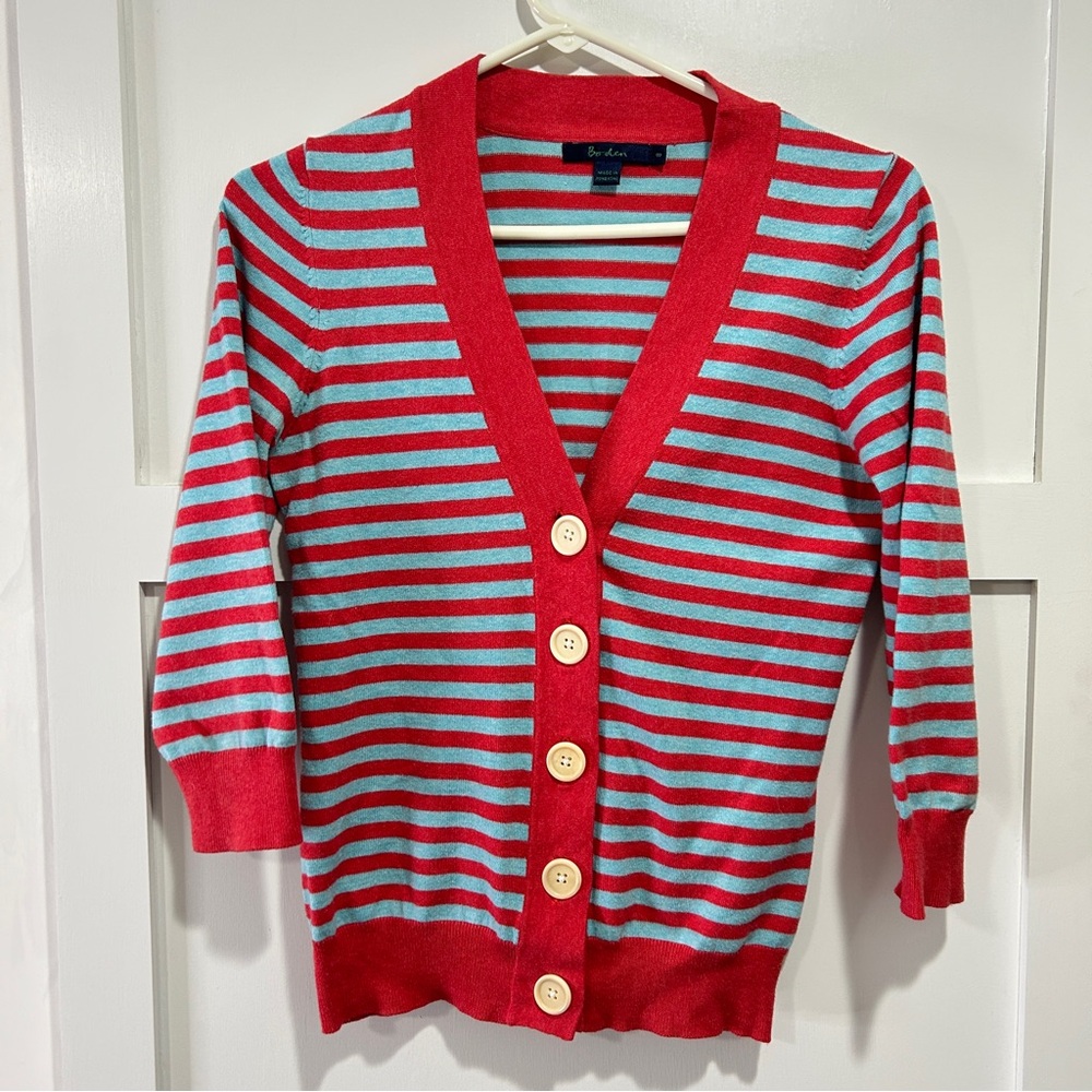 Boden Striped Tailor Fit Button Front Cardigan size 8